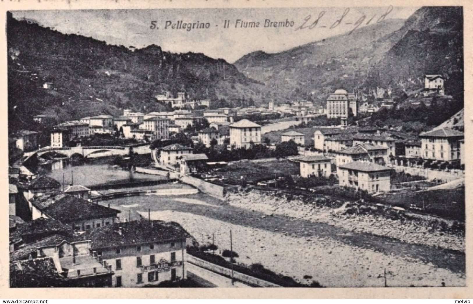 1912-Bergamo S.Pellegrino Il Fiume Brembo, Cartolina Viaggiata - Bergamo