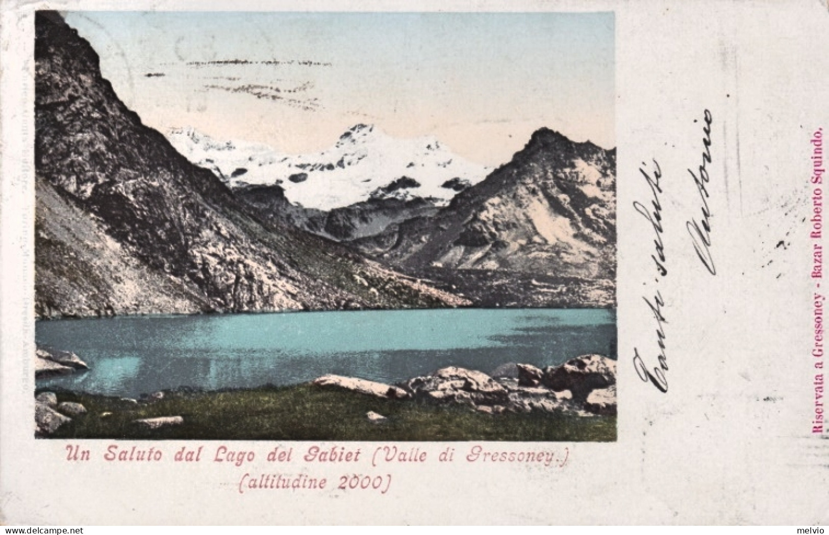 1901-Gressoney Valle Un Saluto Dal Lago Del Gabiet,con Annullo D'arrivo Di Tobla - Aosta
