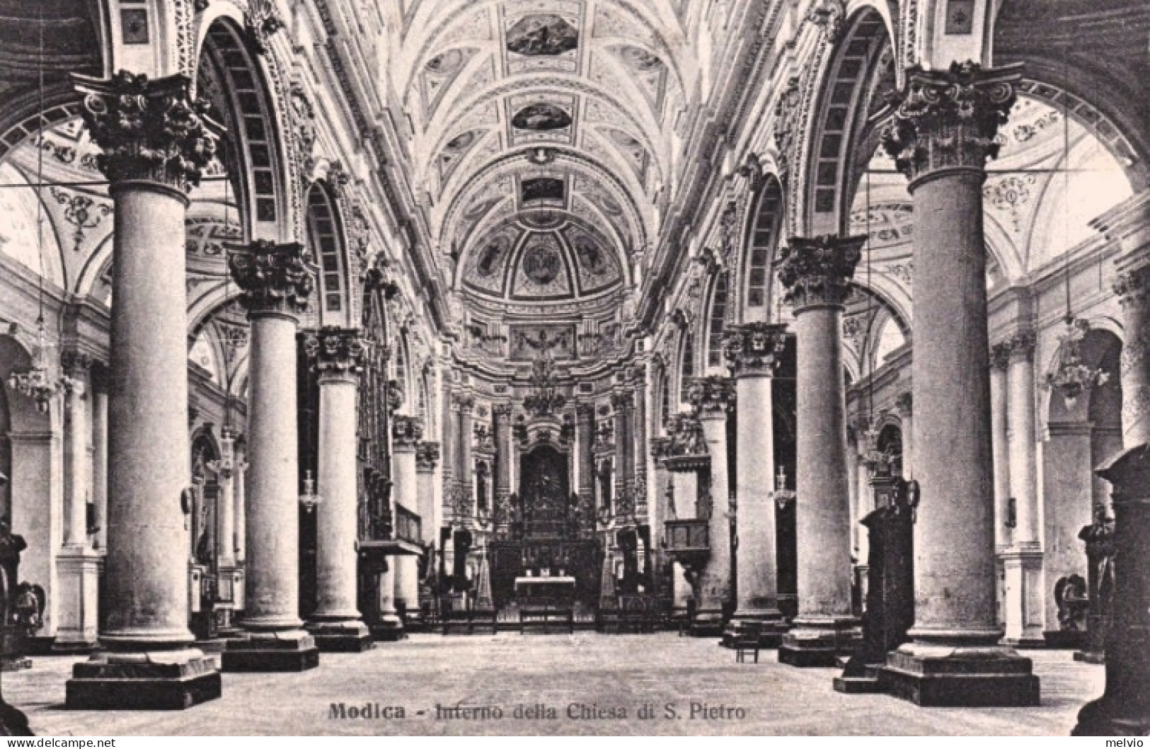 1924-Modica Interno Della Chiesa Di S. Pietro, Cartolina Viaggiata - Modica