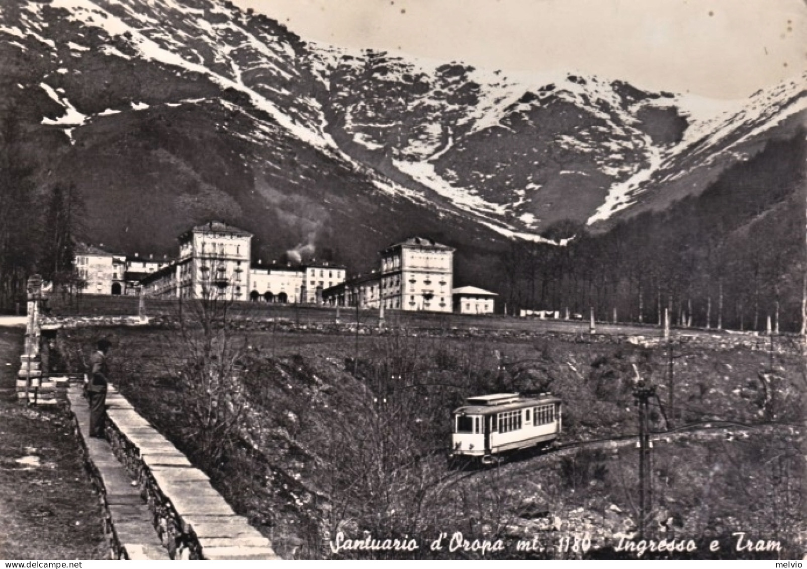 1947-Biella Santuario D'Oropa Ingresso E Tram, Cartolina Viaggiata - Biella