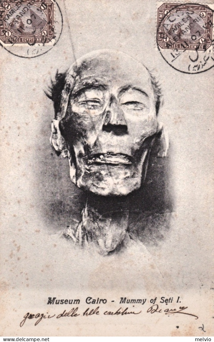 1907-Egypt Museum Cairo Mummy Of Seti I, Cartolina Viaggiata - Brieven En Documenten