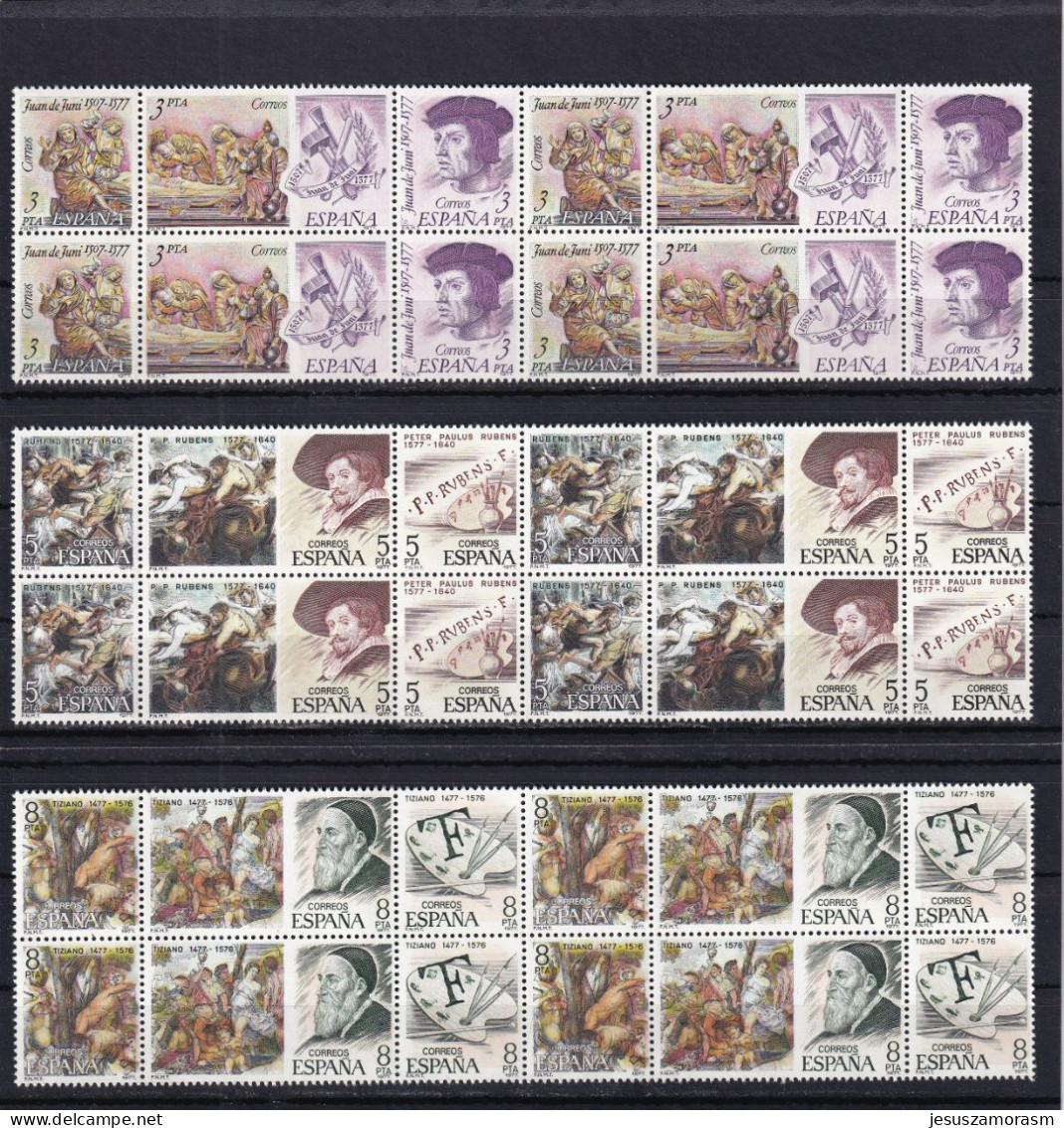 España Nº 2460 Al 2468 En Bloque De Cuatro - Unused Stamps