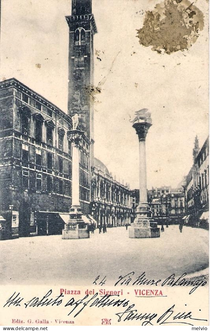 1902-cartolina Piazza Dei Signori Vicenza Viaggiata - Vicenza