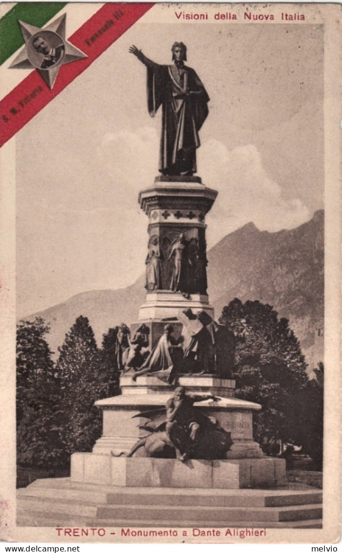 1916-Trento Monumento Ai Caduti,bollo Della Croce Rossa E Timbro D'arrivo Ad Anz - Trento