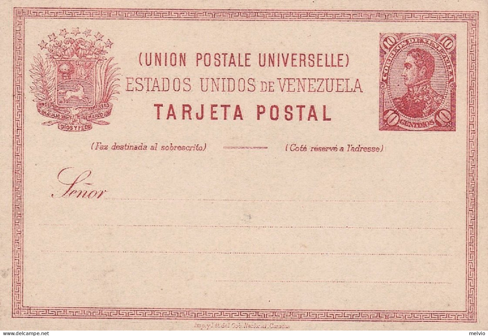 1900circa-Venezuela Tarjeta Postal 10c. Nuova Non Spedita - Venezuela