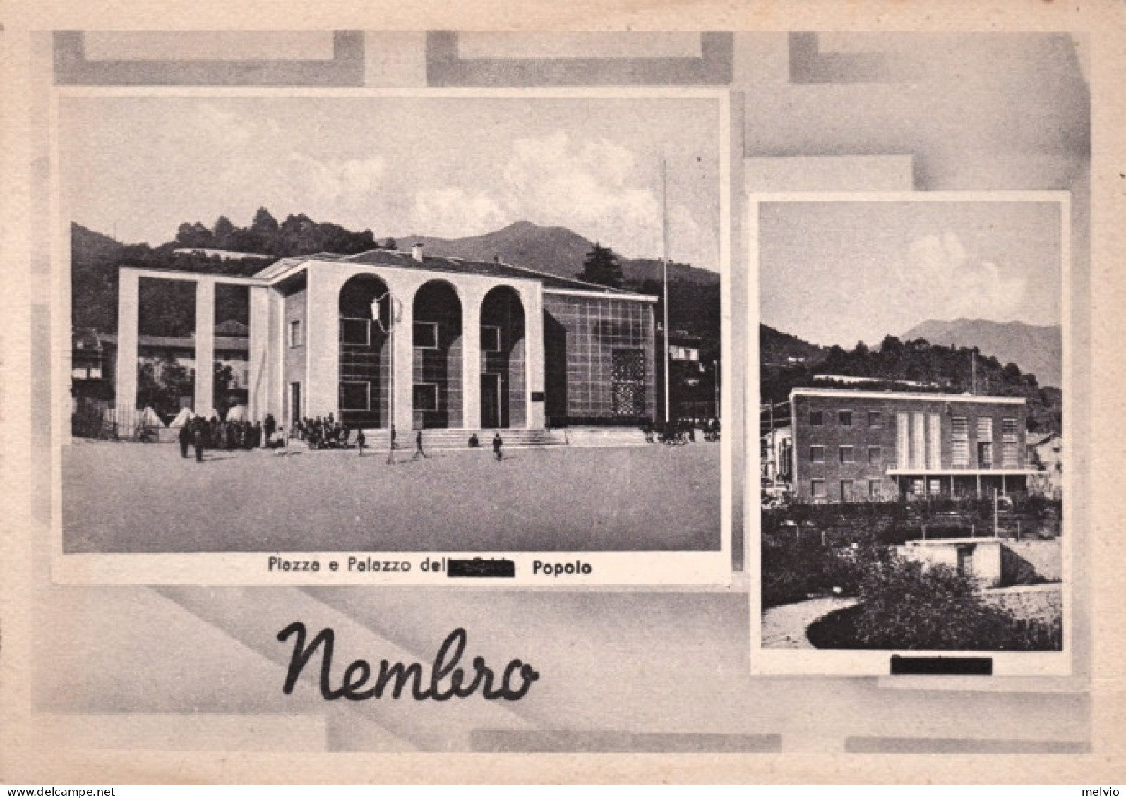 1940-Bergamo Nembro Piazza E Palazzo Del Popolo (G.I.L.), Cartolina Viaggiata - Bergamo