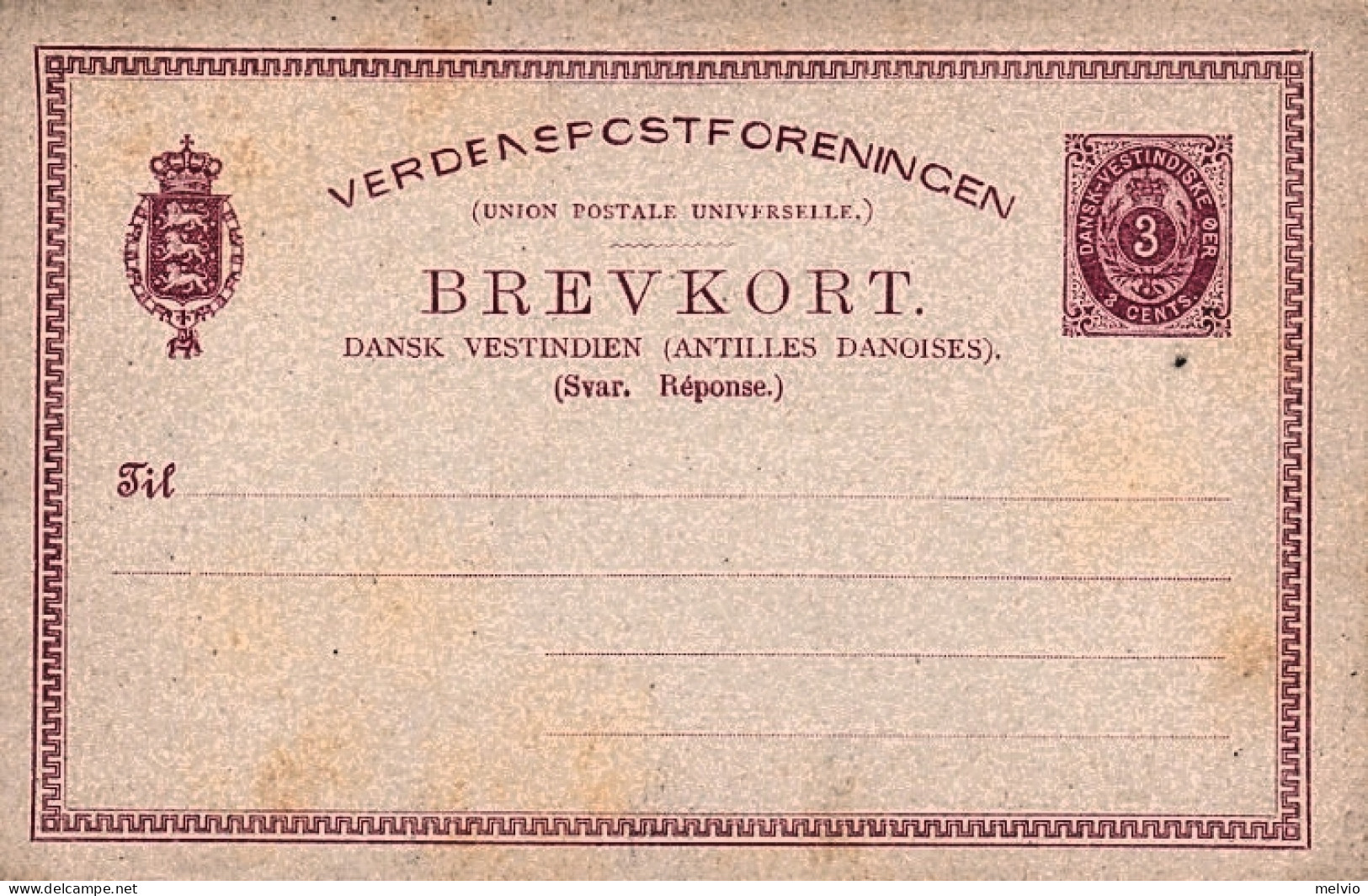 1900circa-Danimarca Brevkort Carte Postale 3 Ore - Autres & Non Classés