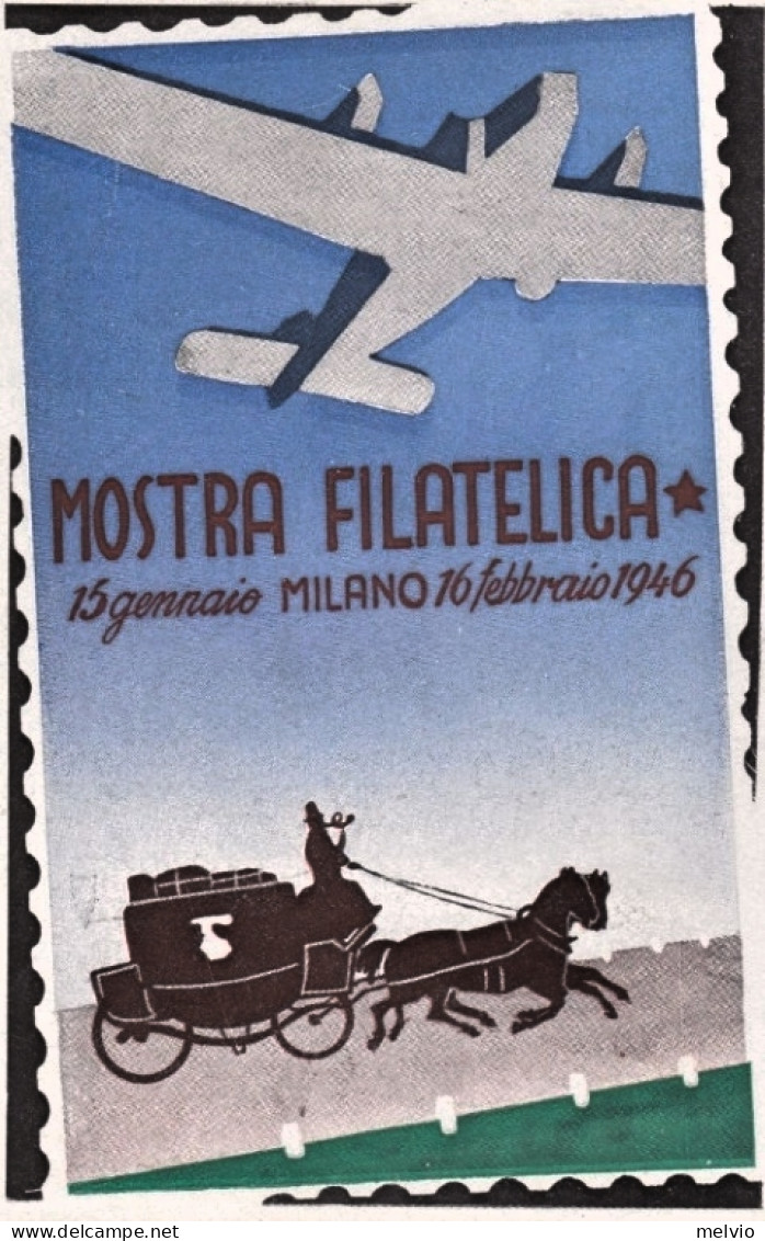 1946-Mostra Filatelica Di Milano Con Bella Affrancatura Varia+erinnofilo - Vignetten (Erinnophilie)