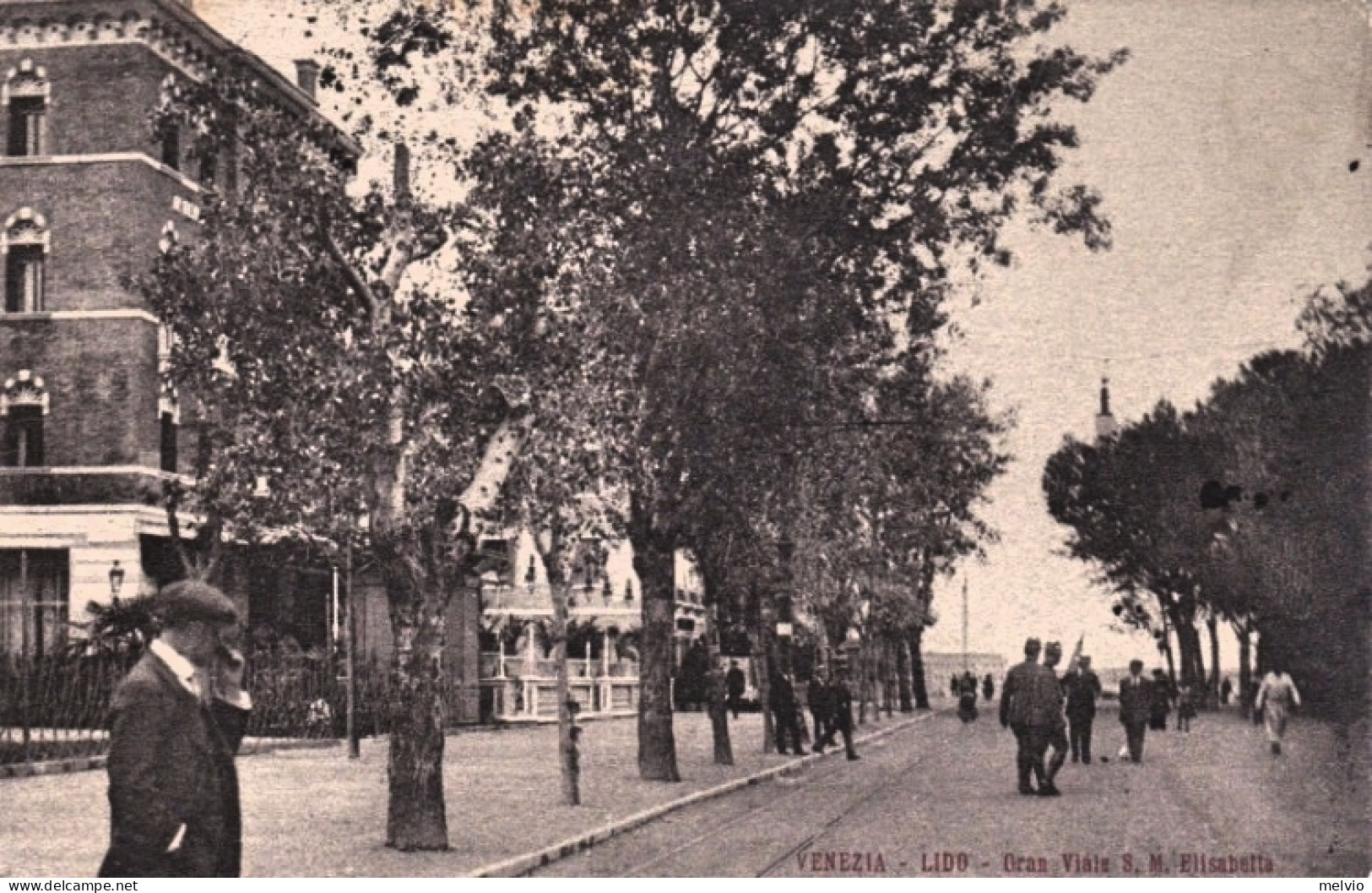 1915-Venezia Lido Gran Viale S.M. Elisabetta, Cartolina Viaggiata - Venezia (Venice)