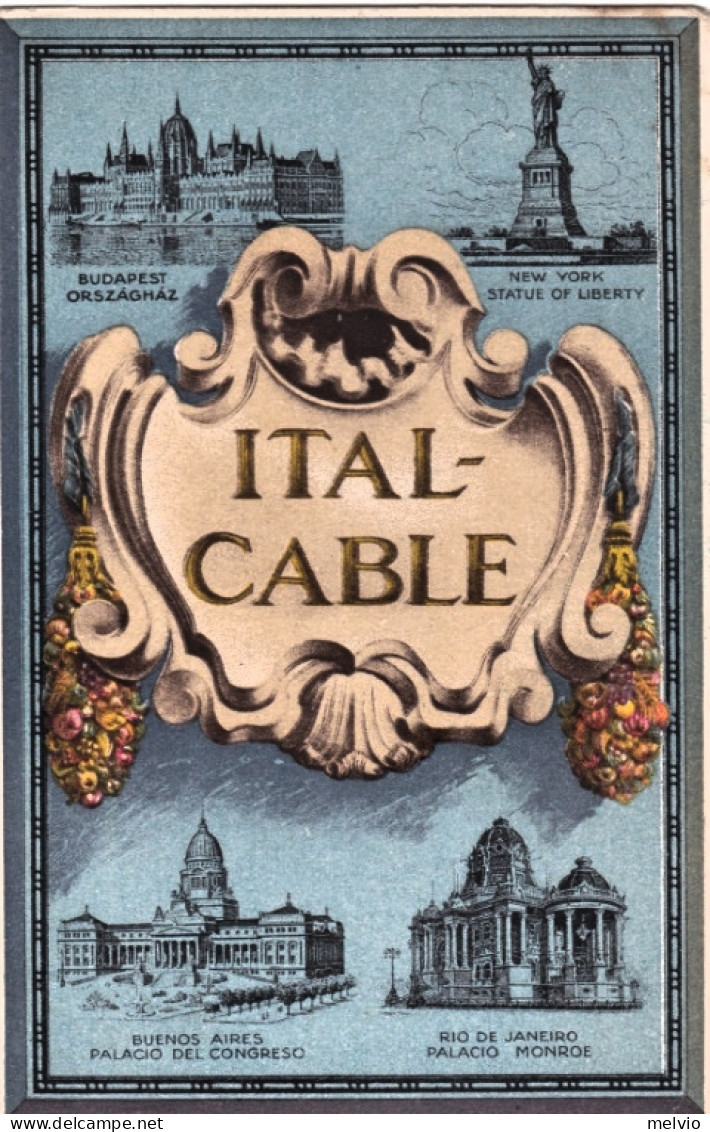 1940ca.-ITALCABLE Telegrams For New York,Budapest,Buenos Aires,Rio De Janeur Adv - Advertising