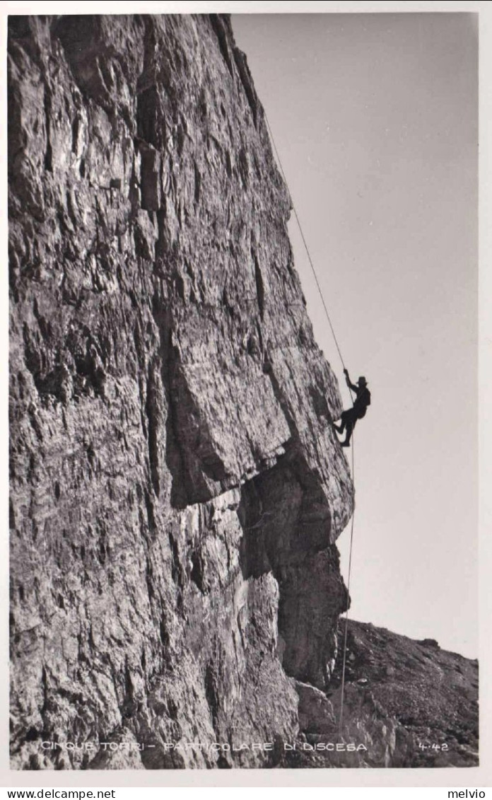 1950ca-Cortina D'Ampezzo Cinque Torri Particolare Di Discesa Alpinistica - Belluno