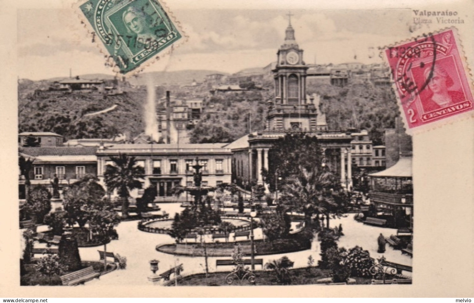 1909-Cile ChileValparaiso Plaza Victoria Diretta In Italia - Chile