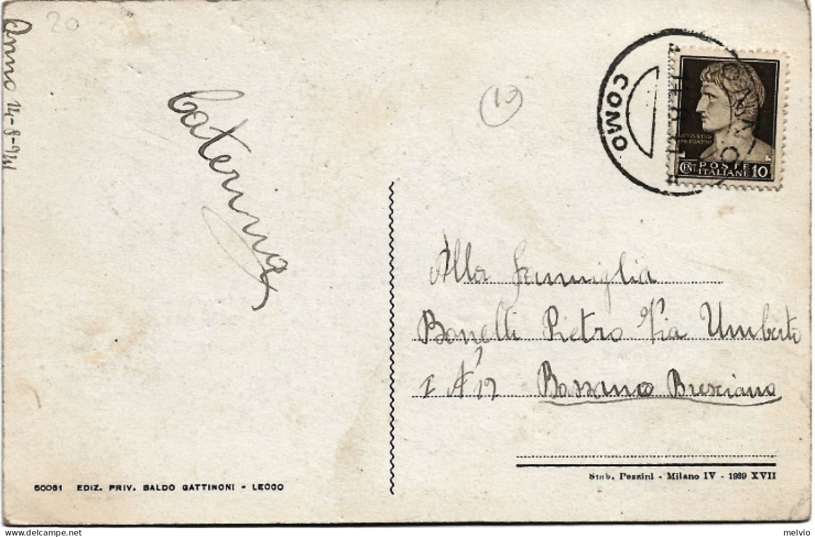 1941-Lecco Onno Panorama Della Provinciale Onno Valbrona , Cartolina Affrancata  - Lecco