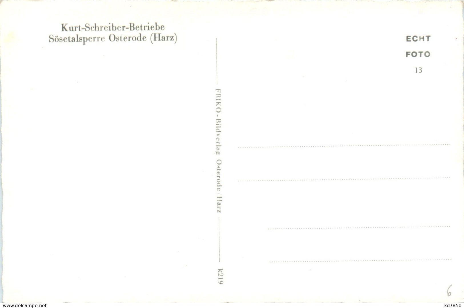 Kurt Schreiber Betriebe Sösetalsperre Osterode - Osterode