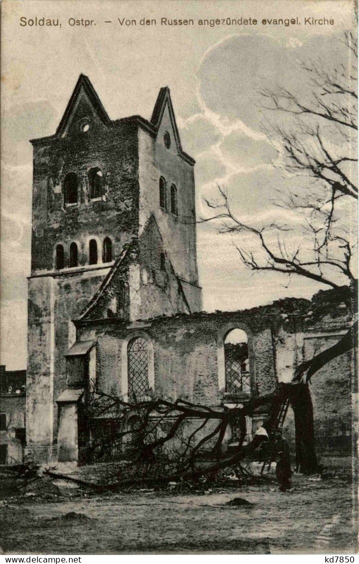 Soldau - Angezündete Evangel. Kirche - Ostpreussen