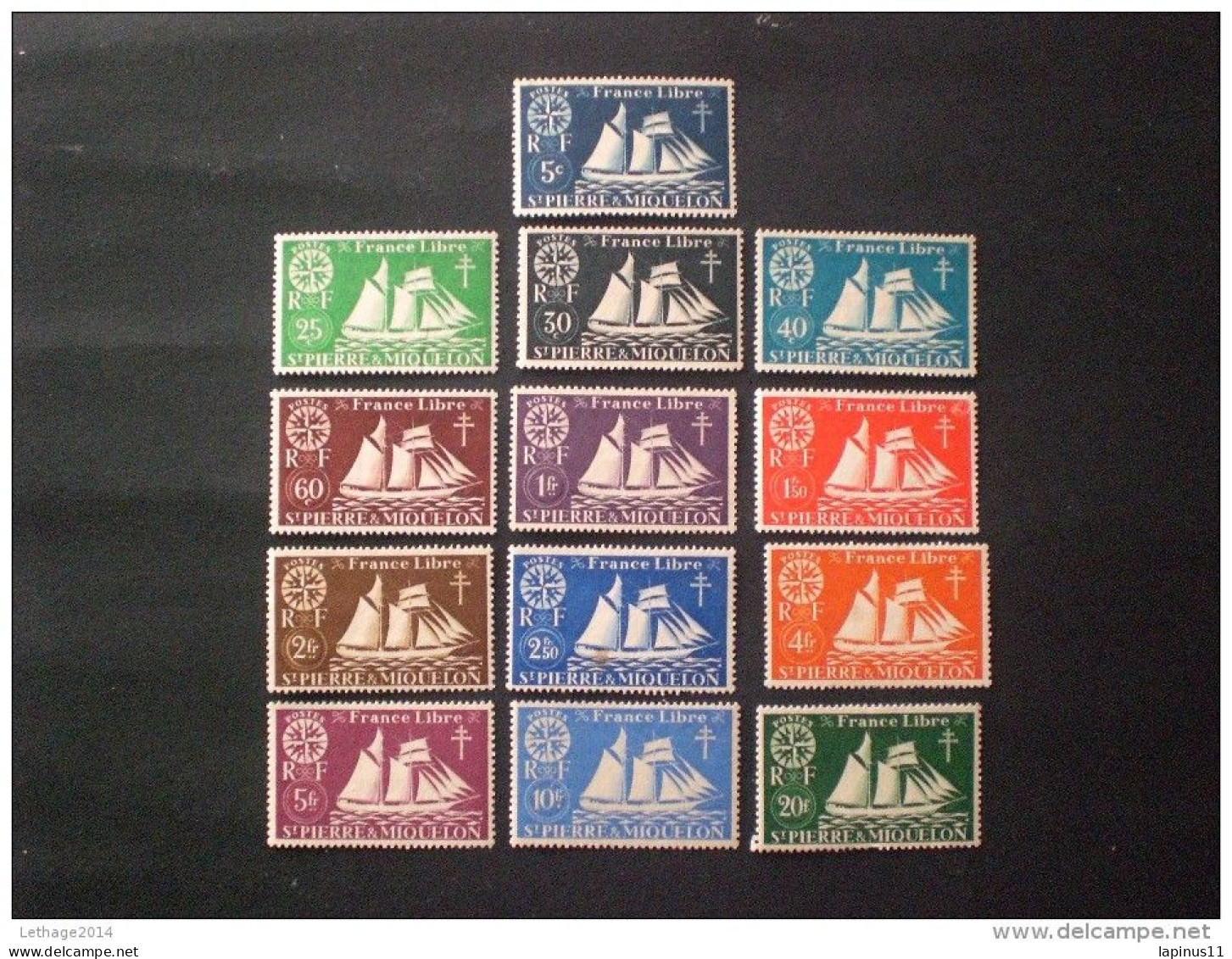 STAMPS St PIERRE & MIQUELON 1942 SERIES DE LONDRES PERF 14 1/2 X 14 MNH - Nuovi