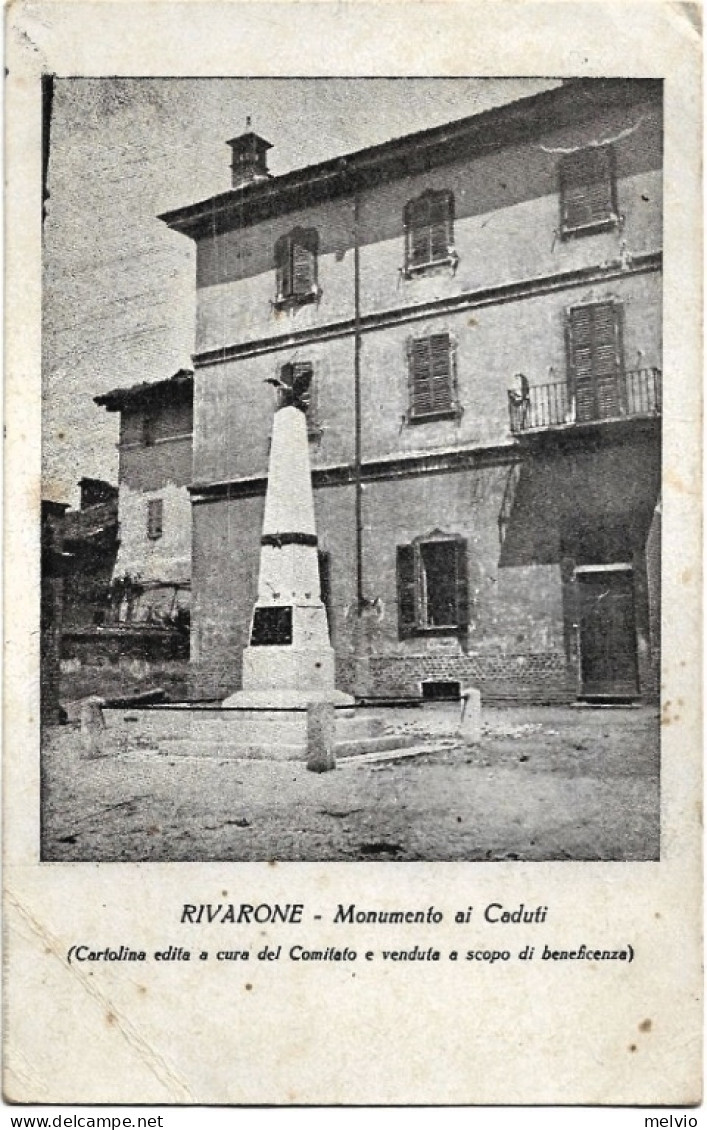 1924-Alessandria Rivarone Monumento Ai Caduti, Piega Angolare - Alessandria