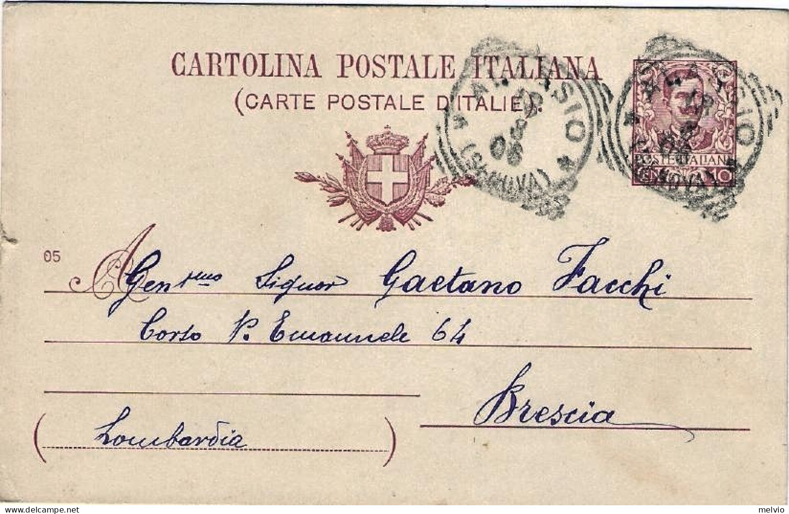 1906-cartolina Postale 10c.Floreale Millesimo 05 Viaggiato - Entiers Postaux