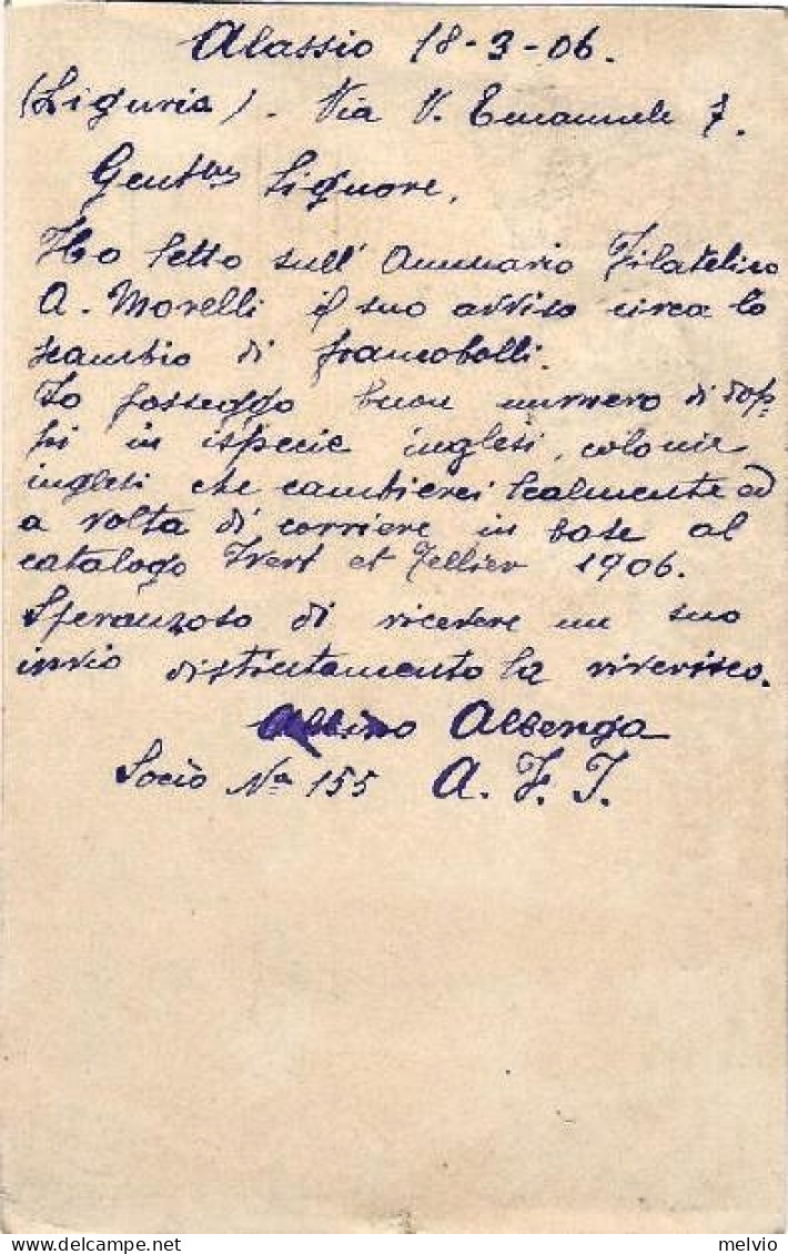 1906-cartolina Postale 10c.Floreale Millesimo 05 Viaggiato - Interi Postali