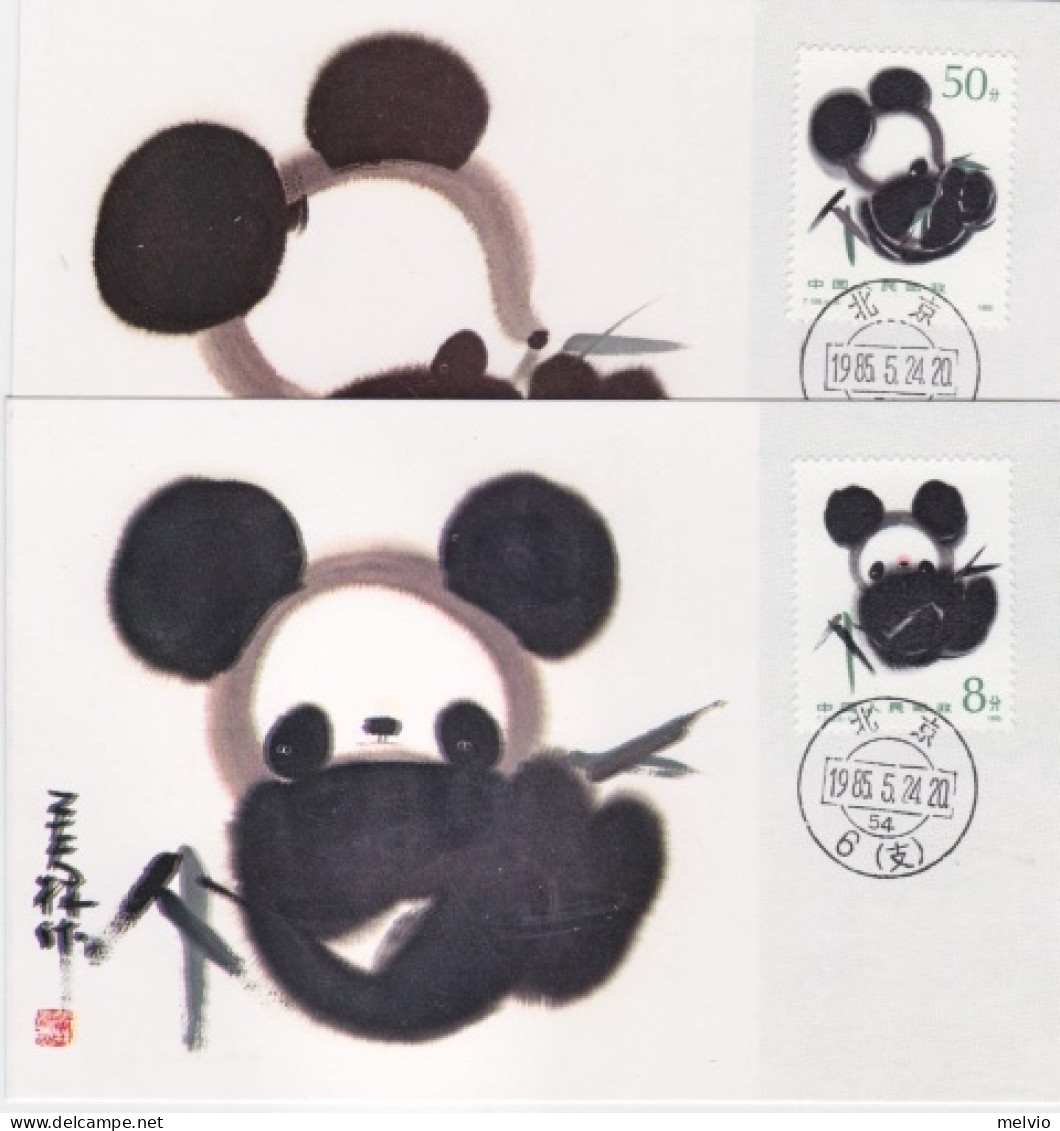 1985-Cina China T106, Scott 30923-86, Paintings Of Giant Pandas Maximum Cards - Storia Postale