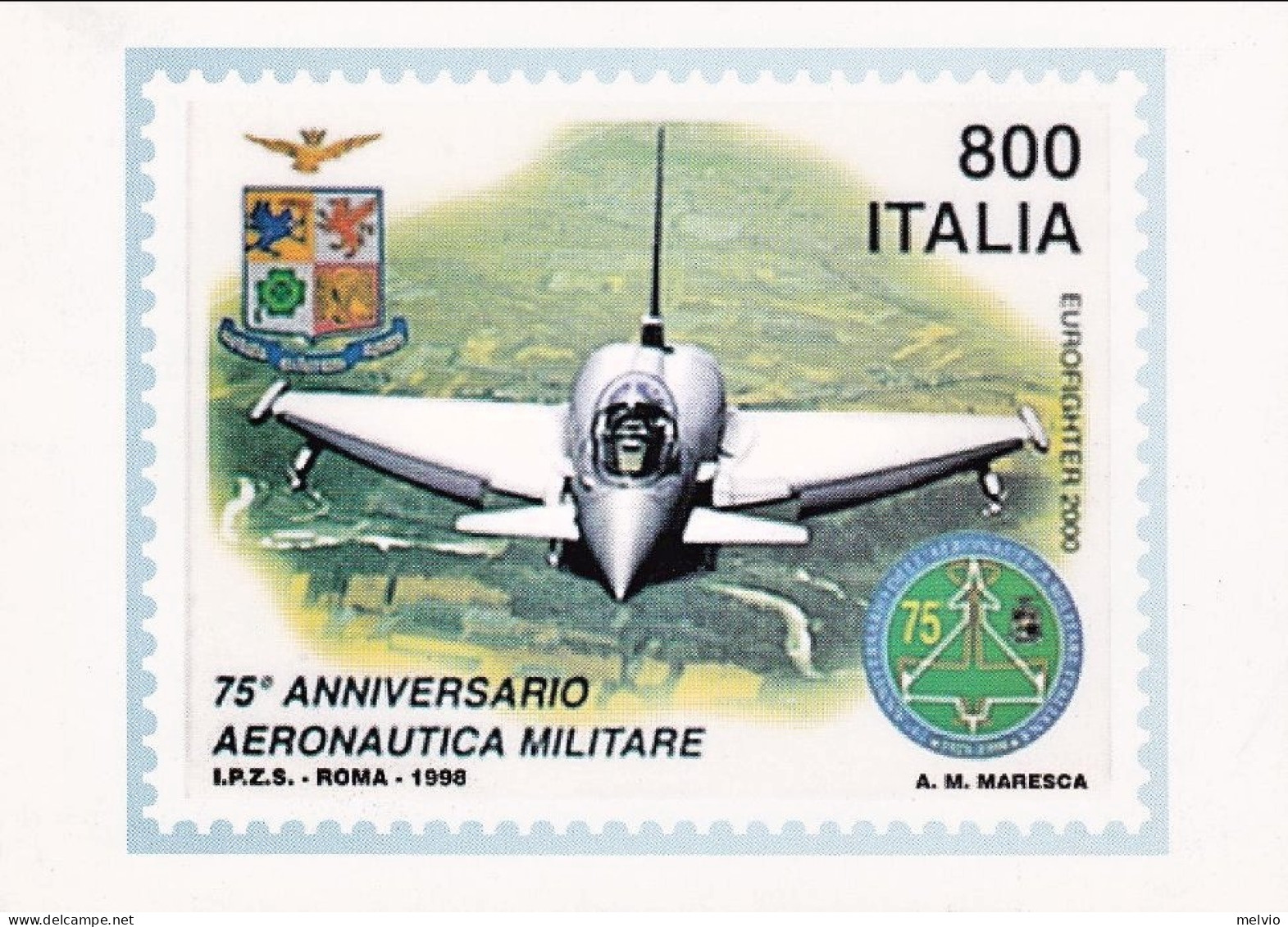 1998-Nazioni Unite Cartolina Uff.tipo Maximum Per Il 75 Anniv. Dell'aeronautica  - 1991-00: Poststempel