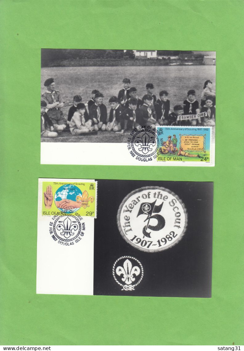 75 EME ANNIVERSAIRE DU SCOUTISME ET 125 EME ANNIVERSAIRE DE BADEB POWELL,SERIE DE 5 CARTES MAXIMUM,1982. - Man (Ile De)