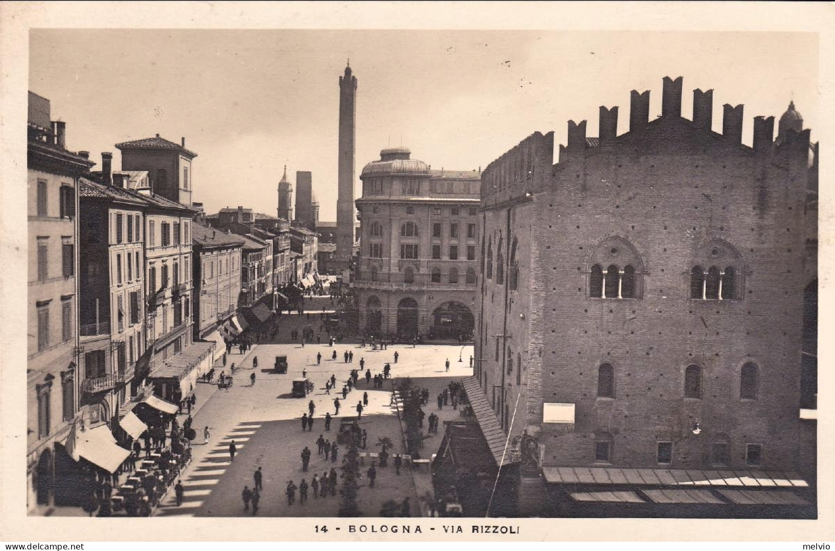 1927-cartolina Di Bologna "Via Rizzoli" Affrancata 40 Centesimi Michetti Annullo - Bologna