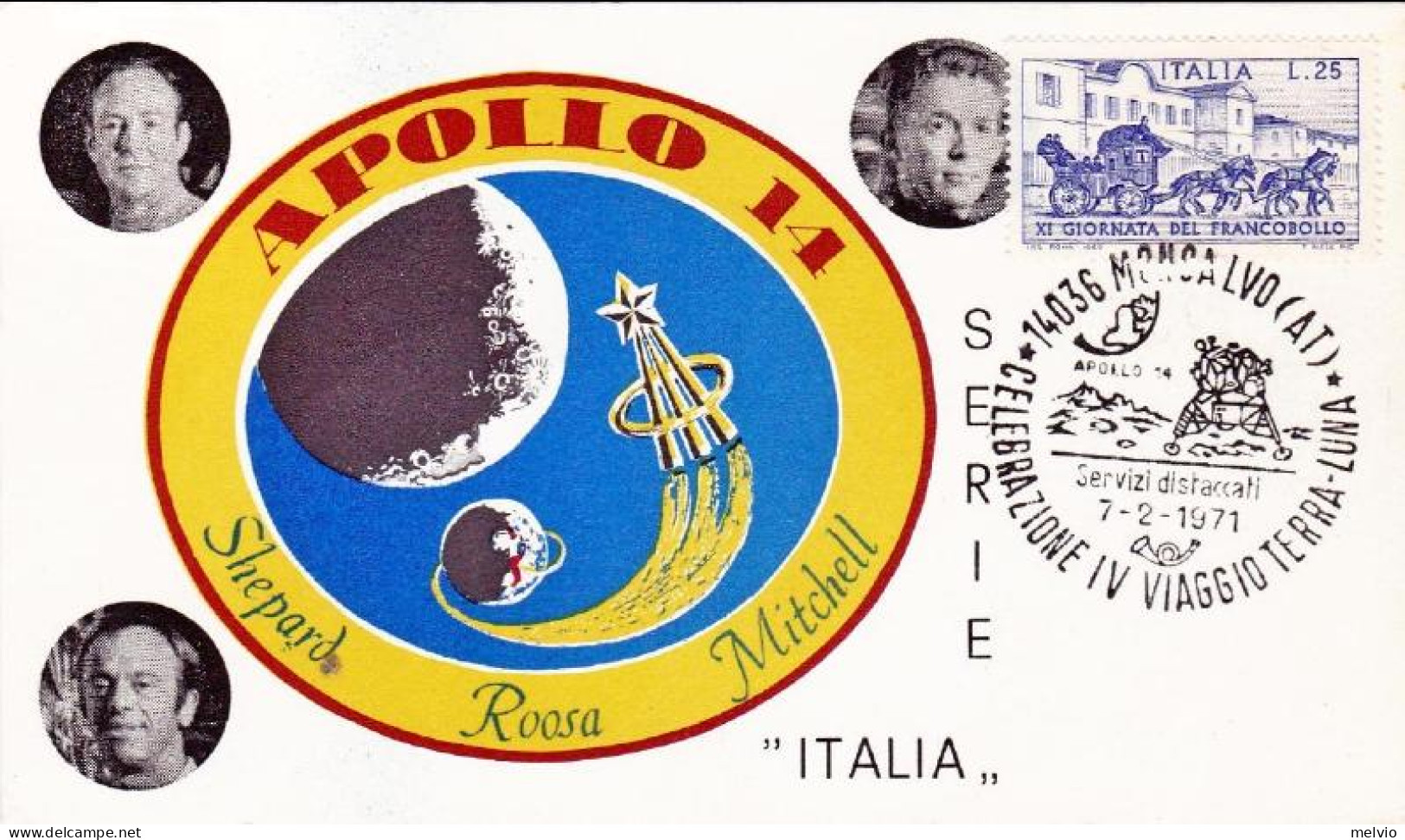 1971-cartolina Ufficiale Numerata Moncalvo (AT) Celebrazione IV Viaggio Terra Lu - 1971-80: Marcophilie