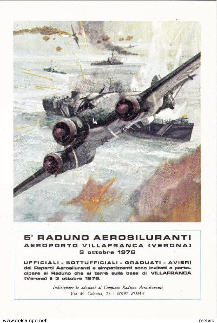 1976-cartolina Invito 5^ Raduno Aerosiluranti Aeroporto Villafranca Verona Del 3 - 1971-80: Marcophilie