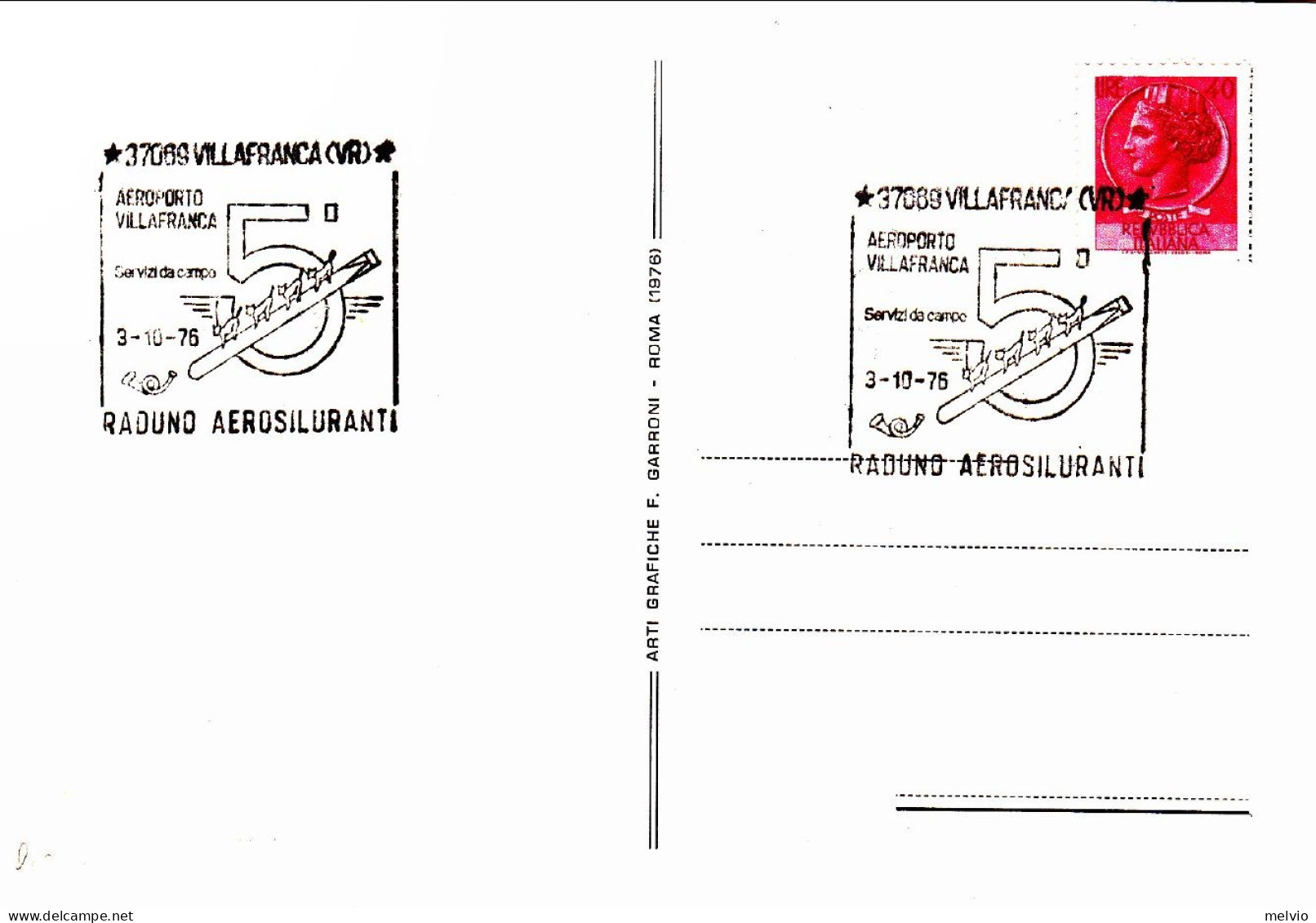 1976-cartolina Invito 5^ Raduno Aerosiluranti Aeroporto Villafranca Verona Del 3 - 1971-80: Marcophilie