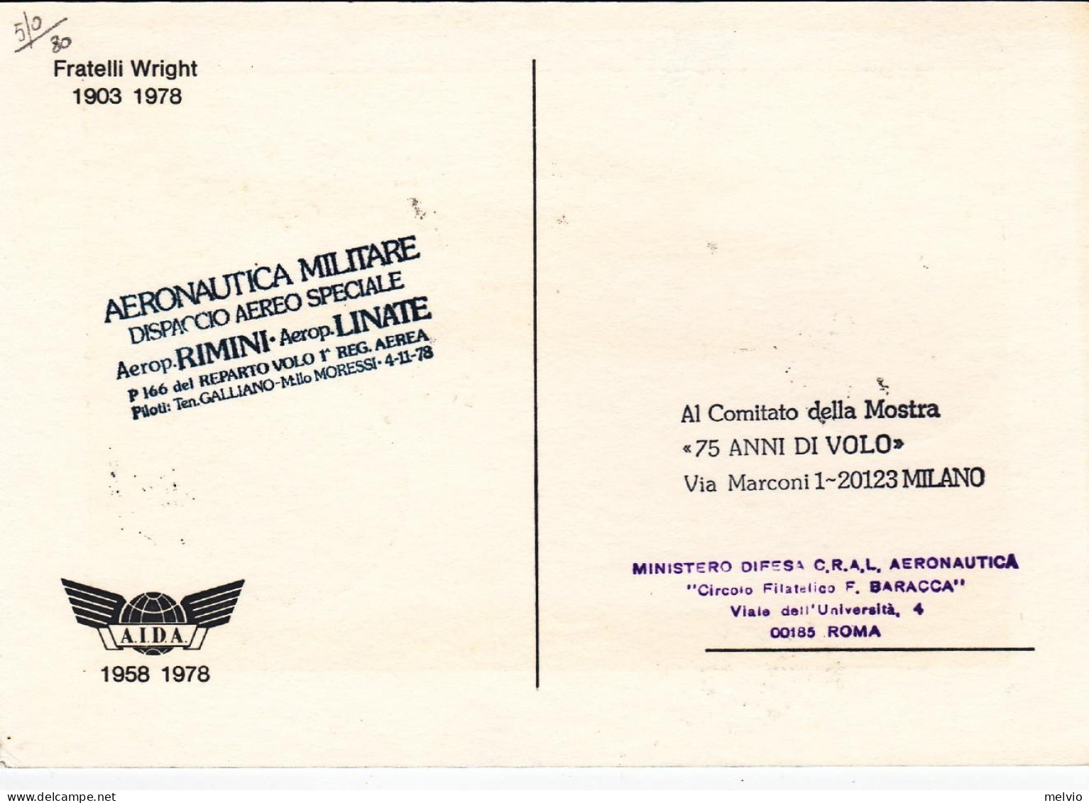 1978-San Marino Cartolina Illustrata Per I 75 Anni DI^volo Fratelli Wright, Boll - Airmail