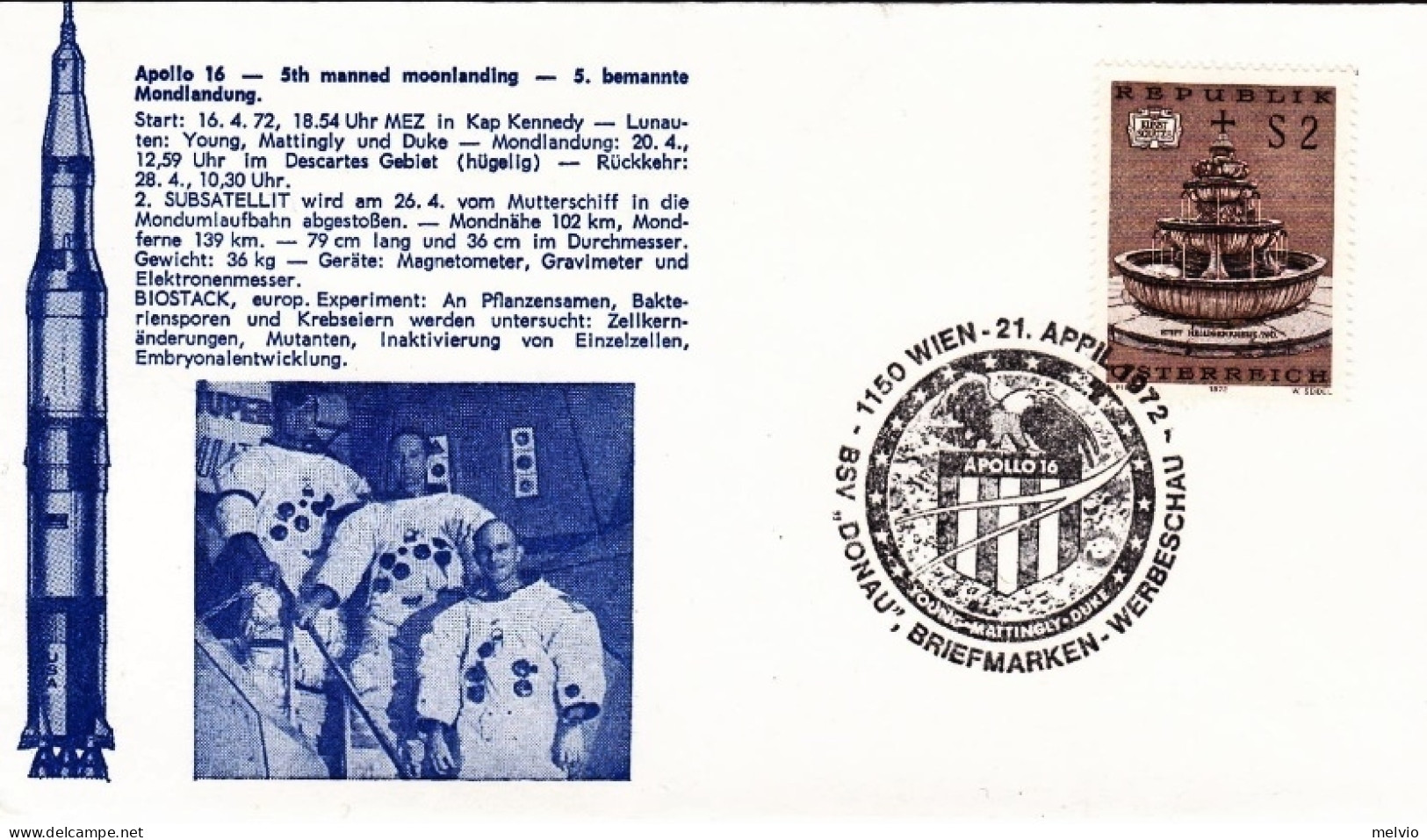 1972-Autriche Osterreich Austria Busta Illustrata Con Bel Cachet Per Il Volo Apo - Andere & Zonder Classificatie