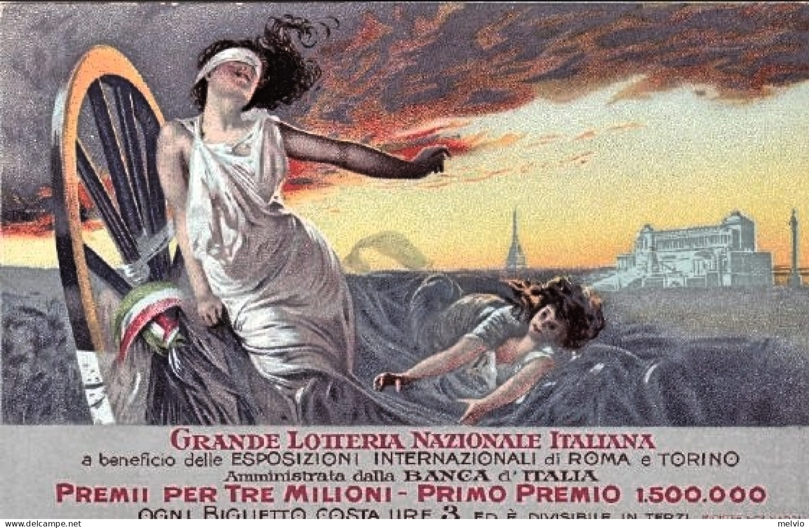 1930ca-cartolina Cromolitografica "Grande Lotteria Nazionale Italiana A Benefici - Betogingen