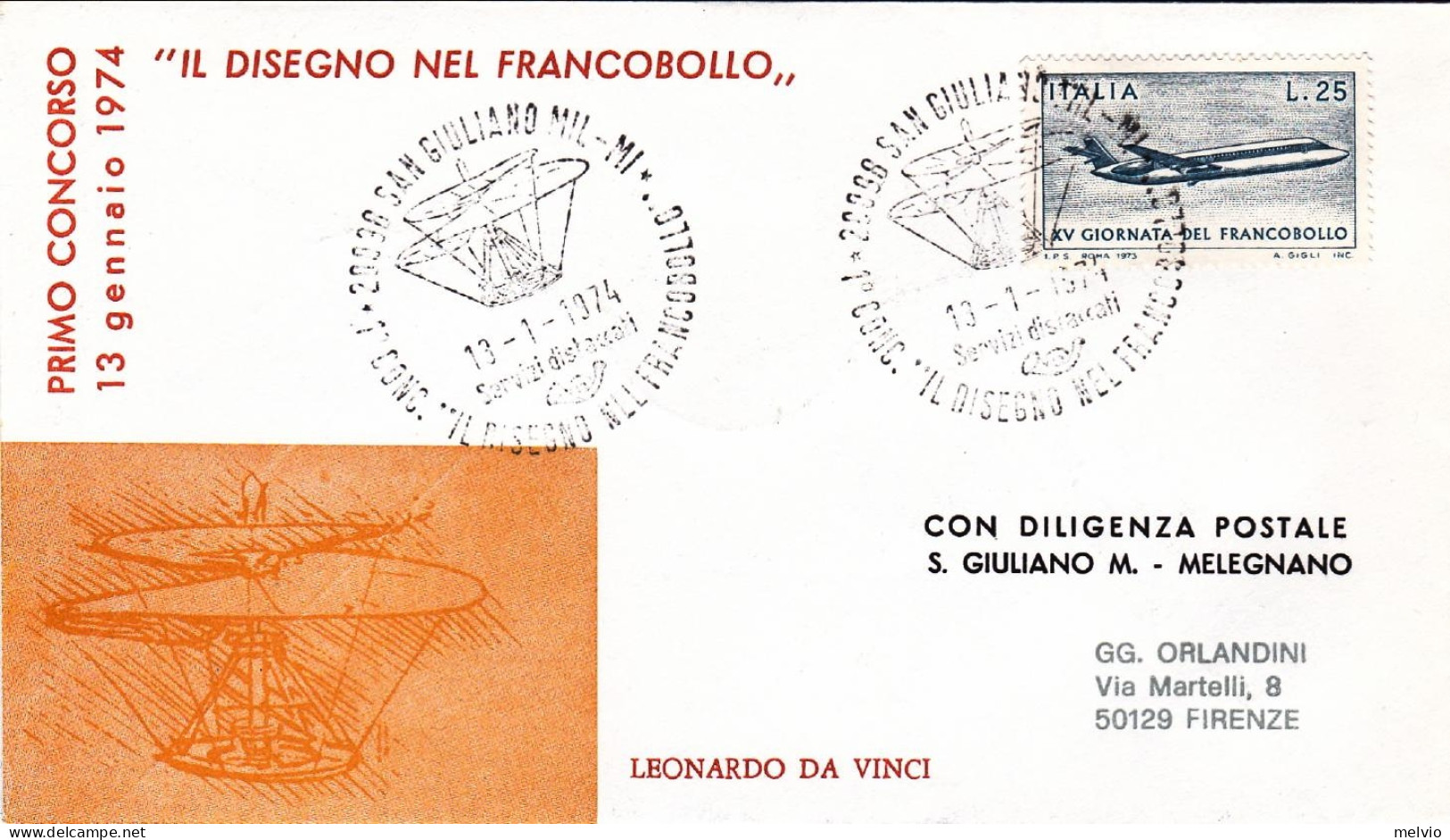 1974-lettera Con Diligenza Postale San Giuliano Milanese-Melegnano, Cachet 1^ Co - 1971-80: Marcophilie