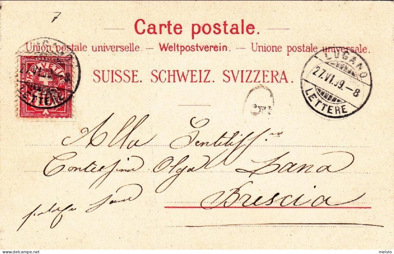 1899-Svizzera "Souvenir De Lugano" - Marcofilia