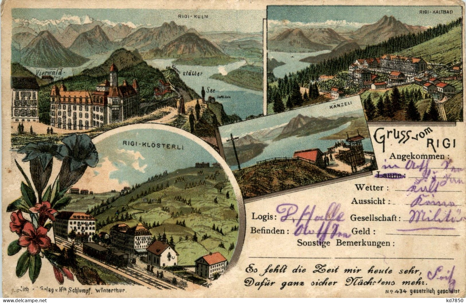 Gruss Vom Rigi - Litho - Sonstige & Ohne Zuordnung