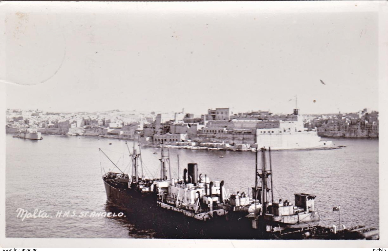 1952-Malta Cartolina Foto "Malta H.M.S. St.Angelo" Viaggiata - Malta