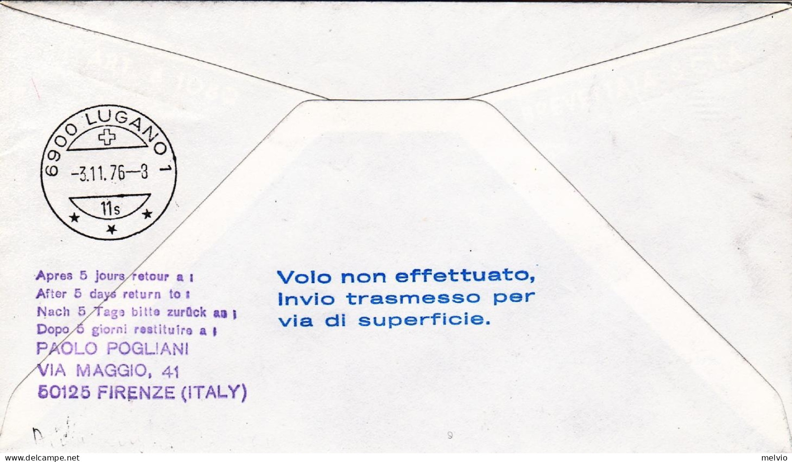 Vaticano-1976  Approntato Per Il Volo Con Elicottero Milano Lugano Del 23 Ottobr - Airmail