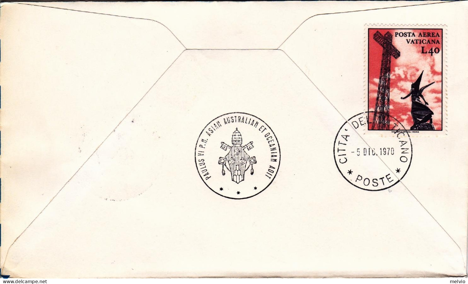 1970-Ceylon Papale Volo Di Ritorno Di Sua Santita' Paolo VI Da Colombo - Airmail