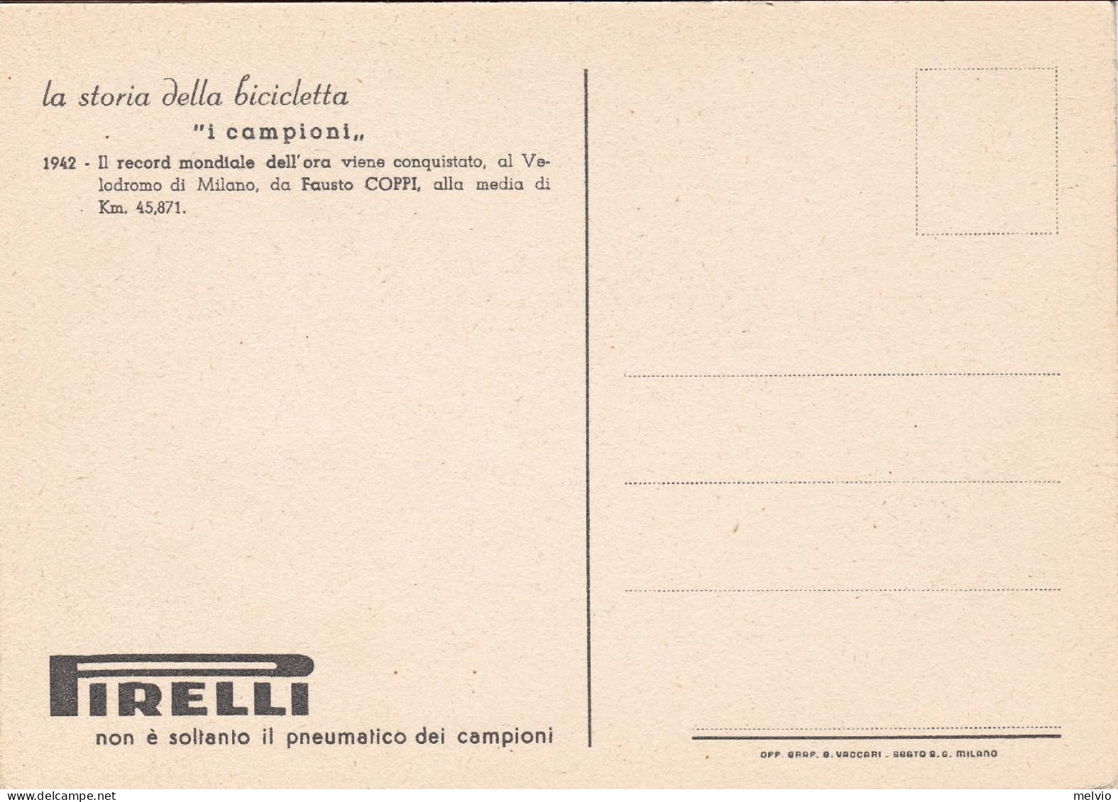 1950-cartolina Pubblicitaria Nuova Della Pirelli (la Storia Della Bicicletta) "i - Advertising