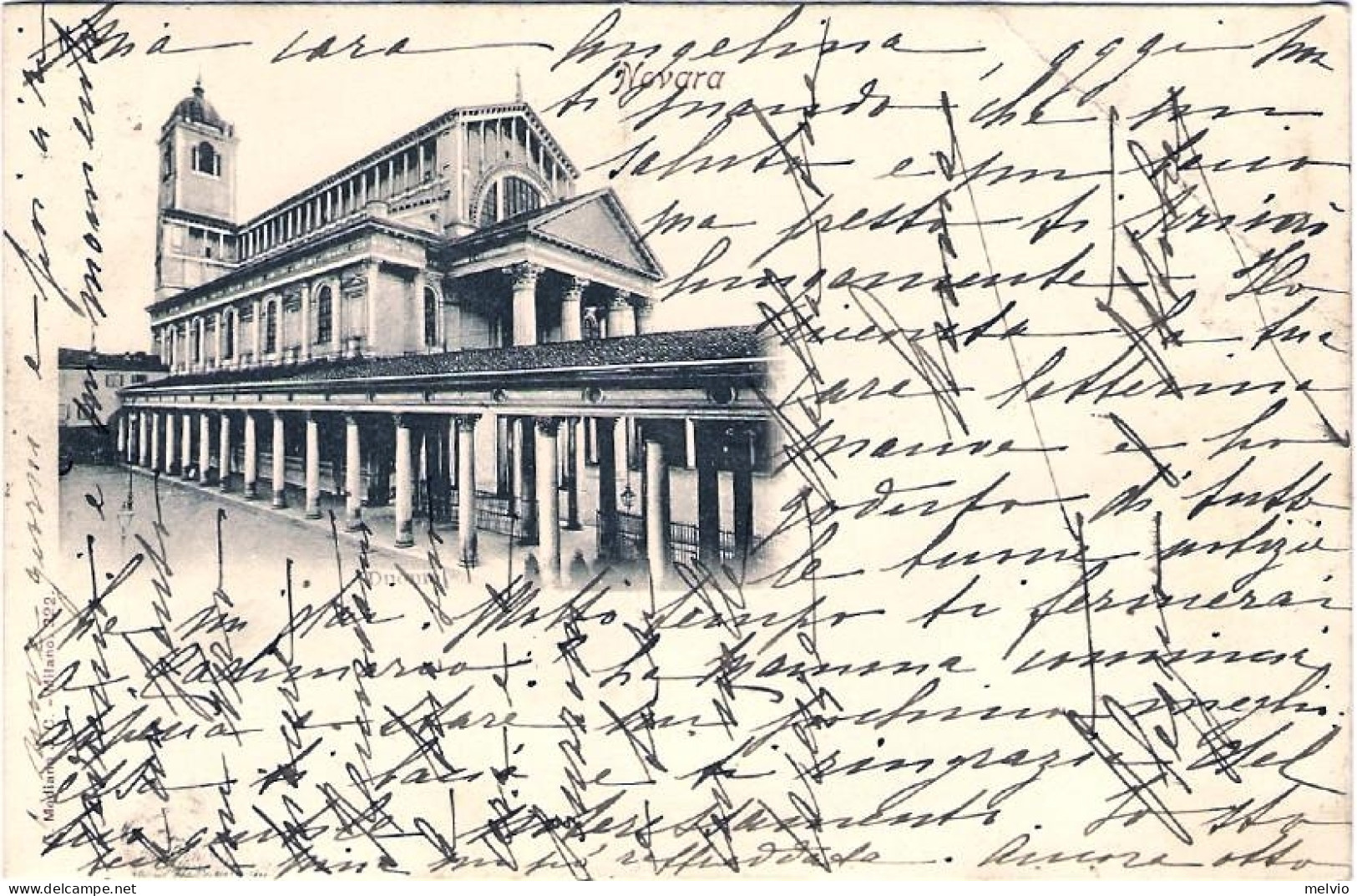 1900-cartolina Novara Il Duomo (piega Orizzontale) Viaggiata - Novara