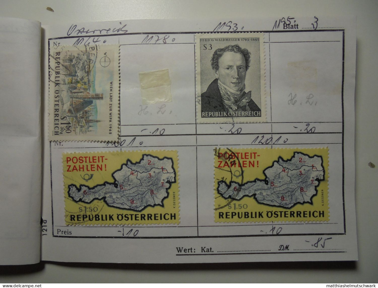 Auswahlheft Nr. 391 20 Blätter 90 Briefmarken  Österreich 1962-1979/Mi Nr. 1118-1602, Unvollständig Ca. - Colecciones