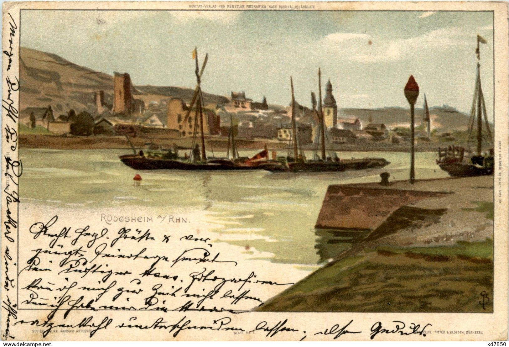 Rüdesheim - Künstlerkarte Litho - Ruedesheim A. Rh.