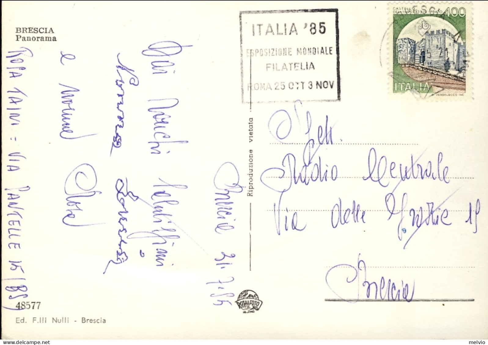 1985-Brescia Panorama, Cartolina Viaggiata - Brescia