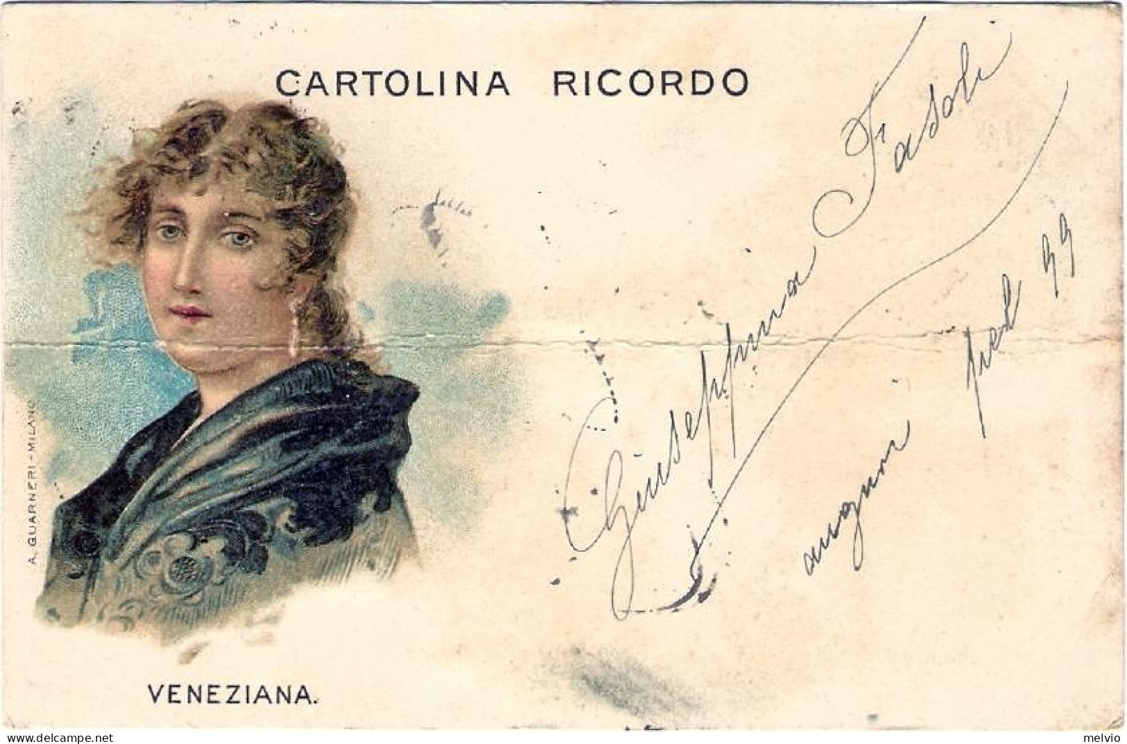 1898-cartolina Ricordo Figura Femminile Veneziana Leggera Grinza Orizzontale - Venezia (Venice)