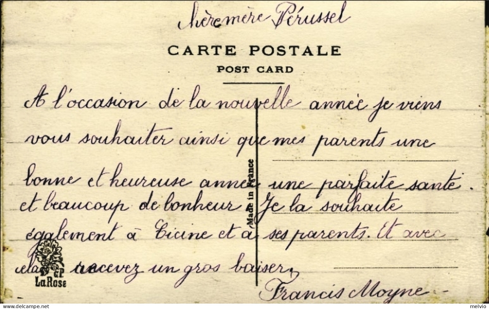 1920circa-Bonne Annee Cartolina Ricamata Non Viaggiata - Bordados