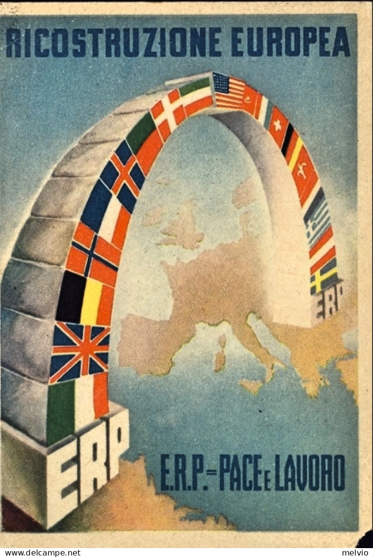 1950-Ricostruzione Europea ERP = Pace E Lavoro, Con Annullo Della Fiera Campiona - Exposiciones