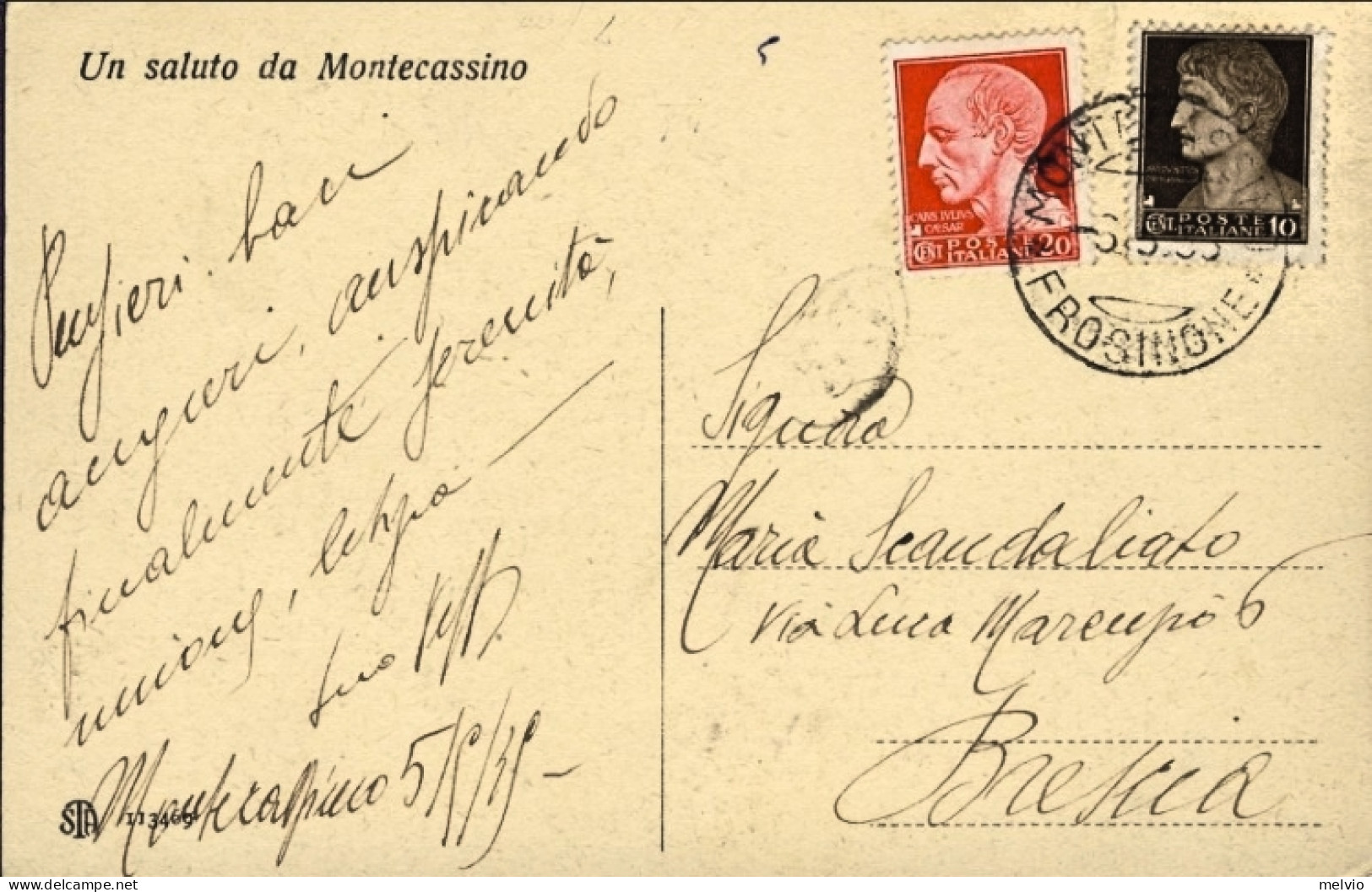 1935-Montecassino Vettura Aerea Della Funivia Da Cassino Alla Badia, Cartolina V - Frosinone