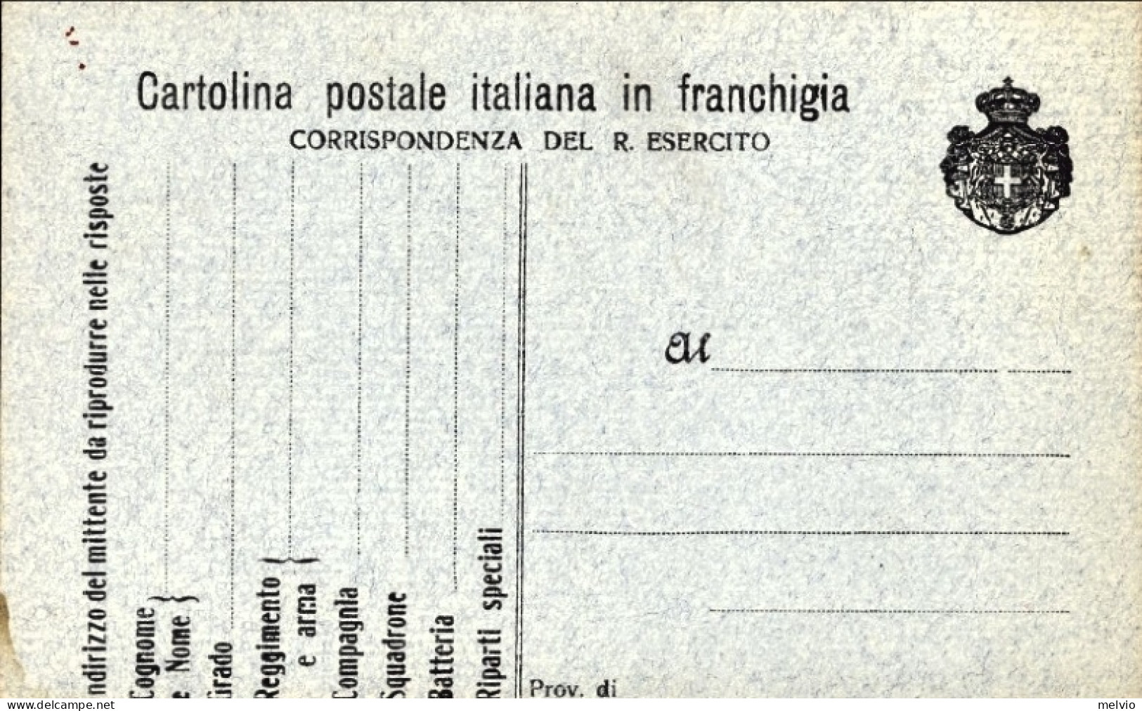 1916-CF Cartolina Postale Nero Grigio Su Verdino Con Stemma Medio A Destra, Non  - Storia Postale