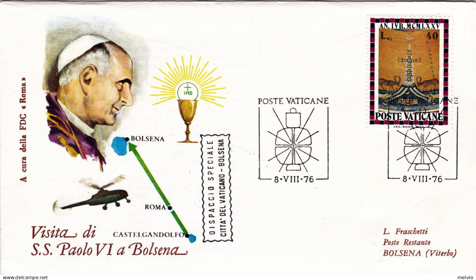 1976-Vaticano Lettera Ufficiale Con Cartolina Accompagnatrice Per La Visita Di S - Aéreo